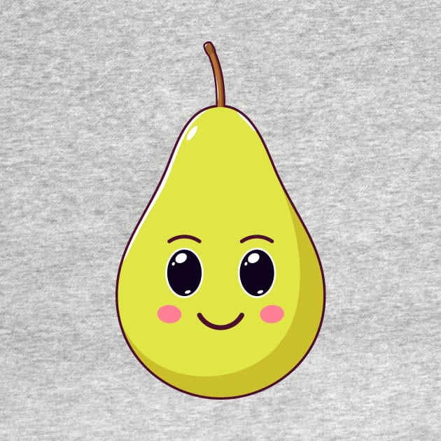 Cute Kawaii Pear, Cartoon Ripe Fruit by DmitryMayer